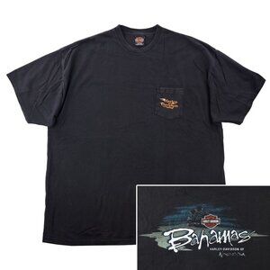 Harley Davidson Vintage T-Shirt 2002 Bahamas Pocket Y2K USA Broken In Fade 3XL